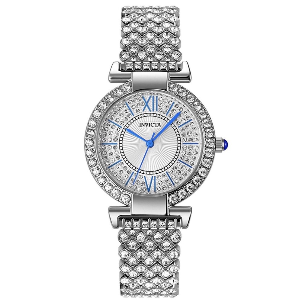 Invicta Celestial Lady 32mm Silver Tone Case Silver Metal Dial Silver Band Cryst